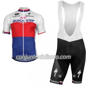 Conjunto Maillot + Culotte Corto con tirantes 2018 Quick-Step Floors Campeonato de la República Checa
